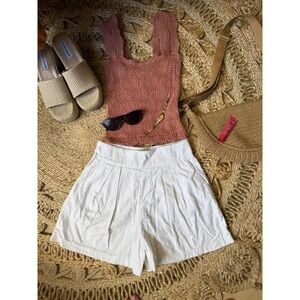 Abercrombie & Fitch White Linen Blend Shorts